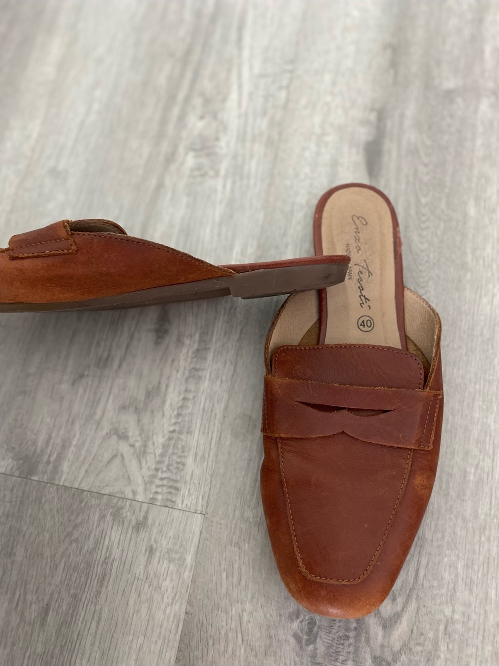 Enzo Tesoti Brown leather flat mule size 9 - Picture 3 of 5